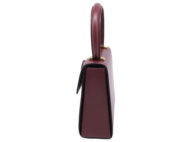 mala Must De Cartier com pega superior em couro Borgonha Vermelho Bordeaux - vista 3