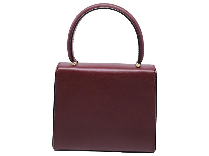 mala Must De Cartier com pega superior em couro Borgonha Vermelho Bordeaux - vista 4