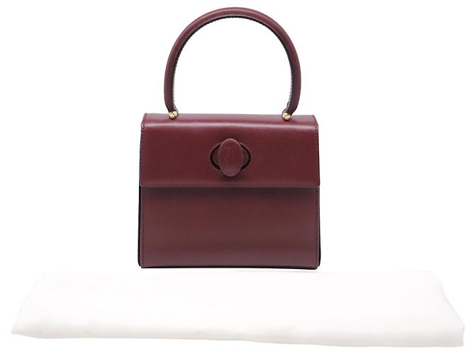 mala Must De Cartier com pega superior em couro Borgonha Vermelho Bordeaux - vista 6