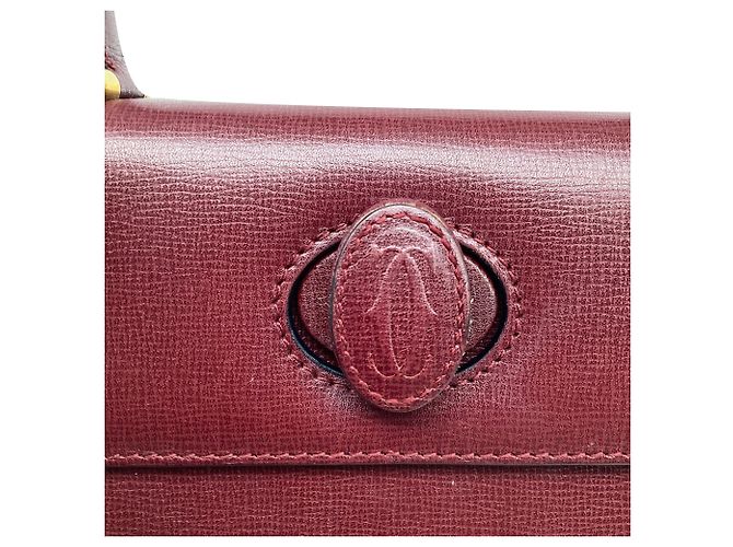 mala Must De Cartier com pega superior em couro Borgonha Vermelho Bordeaux - vista 7