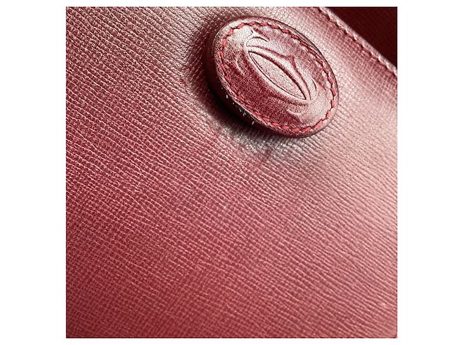 mala Must De Cartier com pega superior em couro Borgonha Vermelho Bordeaux - vista 8