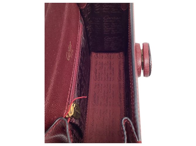 mala Must De Cartier com pega superior em couro Borgonha Vermelho Bordeaux - vista 9