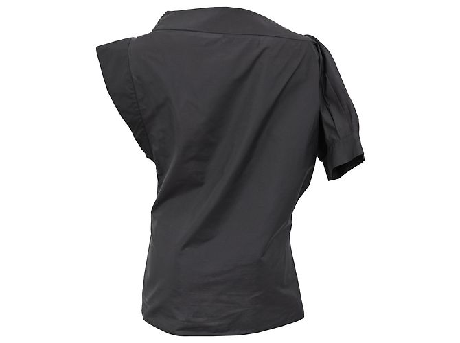 Yves Saint Laurent Blusa Asimétrica YSL en Seda Negra Negro - vista 3