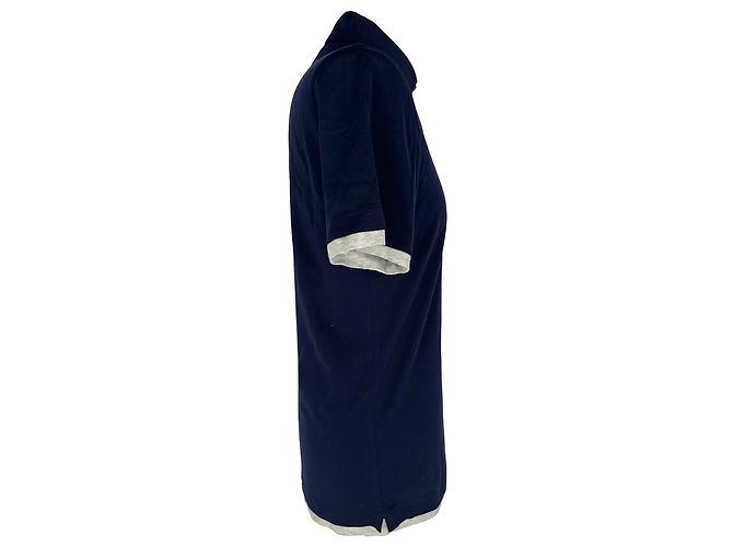 Polo effetto layering Brunello Cucinelli in cotone blu navy - vista 2