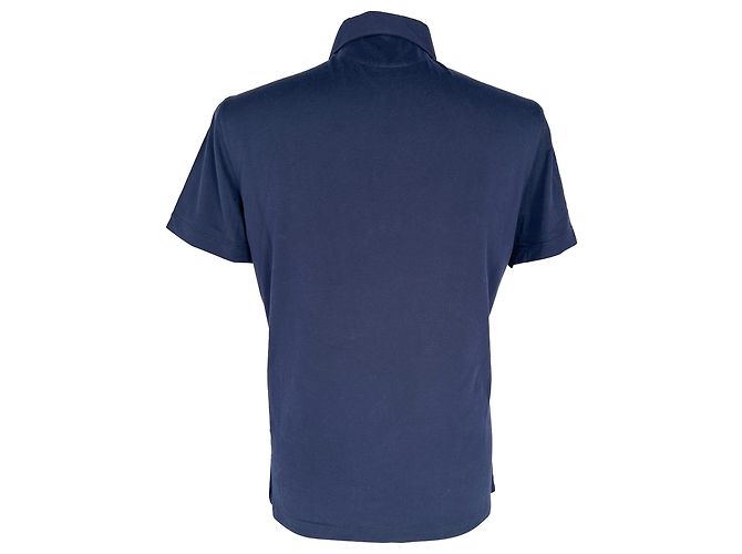 Polo effetto layering Brunello Cucinelli in cotone blu navy - vista 4