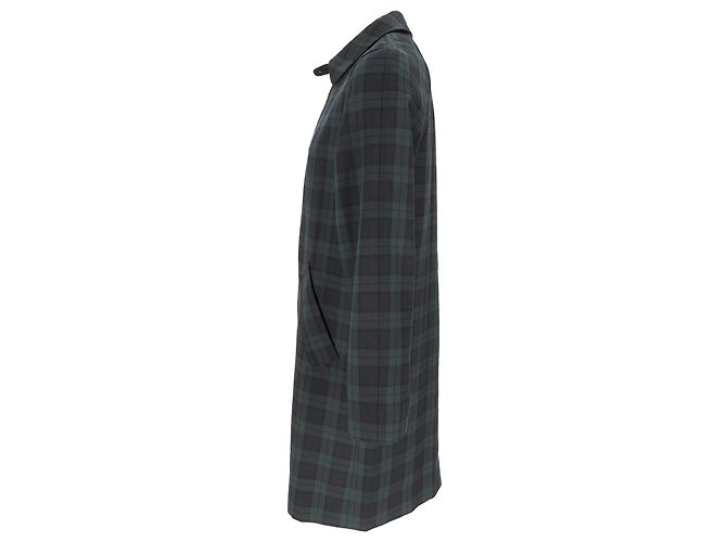 Apc A.P.C. Einreihiger karierter Mantel aus olivefarbenem Polyester Grün Olivgrün - Ansicht 2