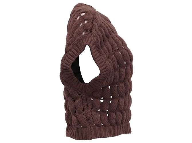 Top de punto calado Brunello Cucinelli en algodón marrón Castaño Roja - vista 3