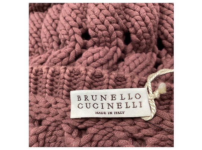 Top de punto calado Brunello Cucinelli en algodón marrón Castaño Roja - vista 4
