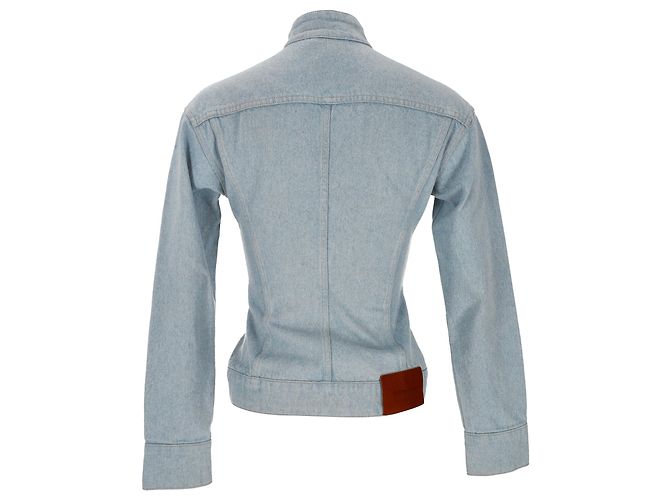 Victoria Beckham skulpturale Denimjacke aus blauer Baumwolle - Ansicht 3