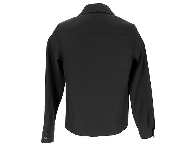 Sovracamicia Jil Sander con colletto camp in lana nera Nero - vista 3