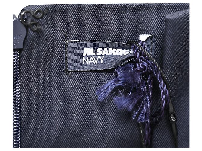 Jupe midi trapèze Jil Sander en coton bleu marine - vue 4