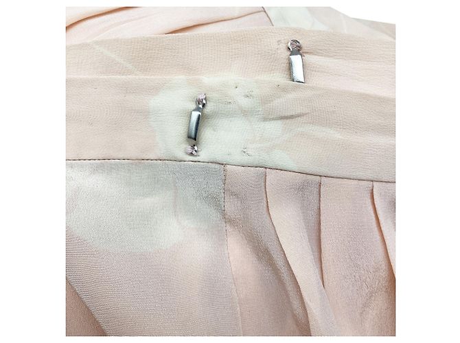 Autre Marque Falda midi plisada Dior con estampado floral en seda rosa - vista 2