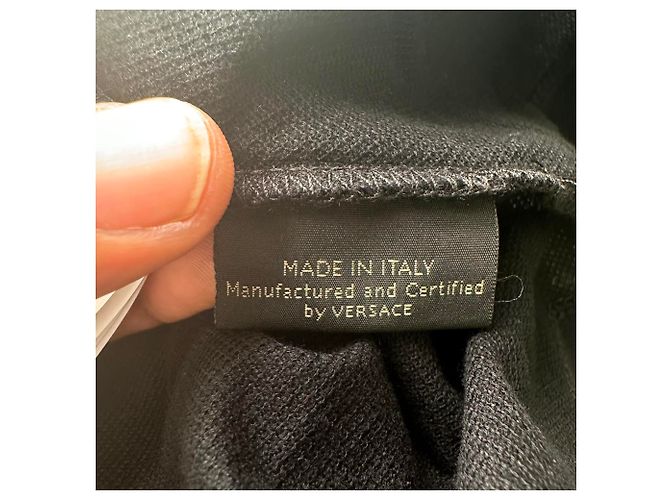Polo Versace com patch em algodão preto - vista 12