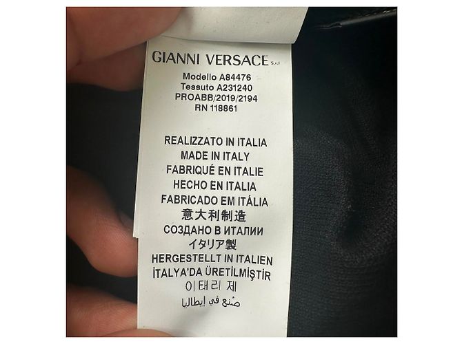 Polo Versace com patch em algodão preto - vista 8