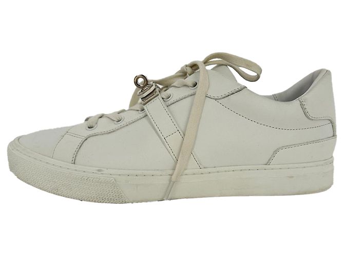Sneaker basse Day Hermès in pelle di vitello bianca Bianco Crudo - vista 12