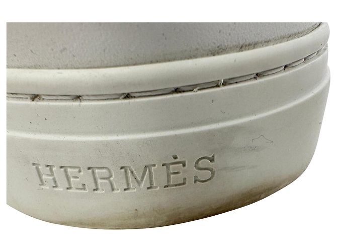Sneaker basse Day Hermès in pelle di vitello bianca Bianco Crudo - vista 7