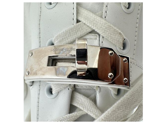 Sneaker basse Day Hermès in pelle di vitello bianca Bianco Crudo - vista 8