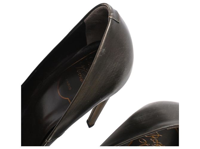 Décolleté Roger Vivier Trompette vintage Effect in pelle bronzo Metallico - vista 10