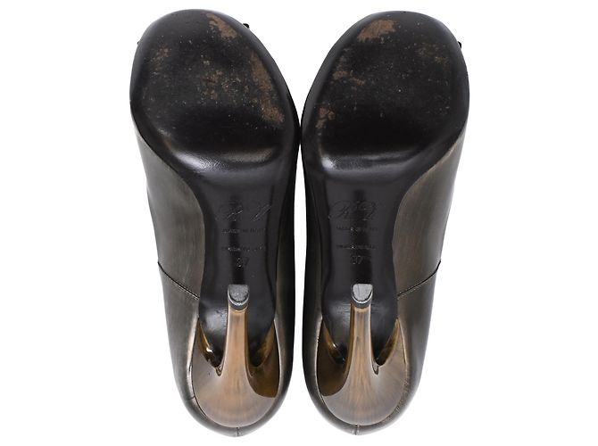 Décolleté Roger Vivier Trompette vintage Effect in pelle bronzo Metallico - vista 6