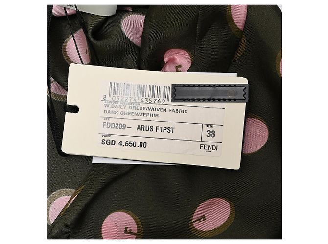 Abito midi stampato Fendi in seta marrone - vista 10