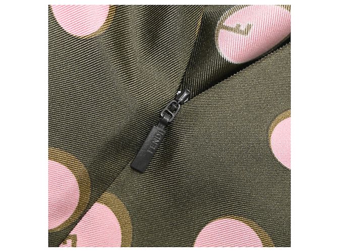 Abito midi stampato Fendi in seta marrone - vista 12