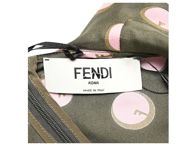 Abito midi stampato Fendi in seta marrone - vista 4