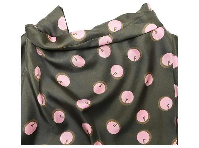 Abito midi stampato Fendi in seta marrone - vista 5