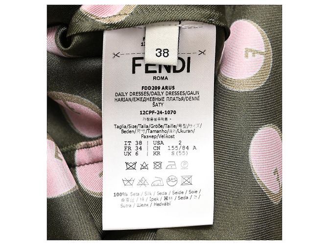 Abito midi stampato Fendi in seta marrone - vista 6