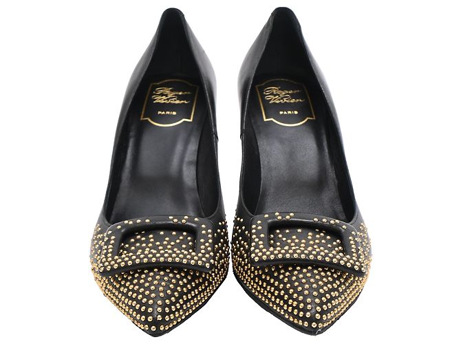 Décolleté Trompette borchiate Roger Vivier in pelle nera Nero - vista 2