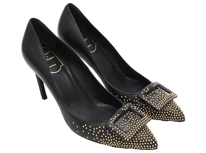 Décolleté Trompette borchiate Roger Vivier in pelle nera Nero - vista 4
