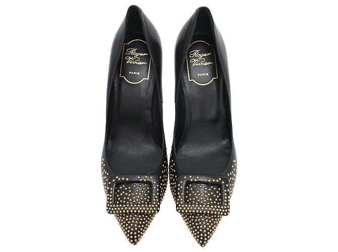 Décolleté Trompette borchiate Roger Vivier in pelle nera Nero - vista 5