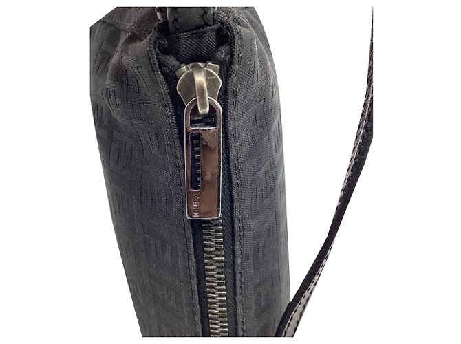 Borsa a tracolla Pochette Fendi Mini Zucchino in tela nera Nero - vista 10