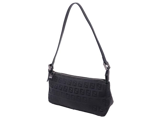 Borsa a tracolla Pochette Fendi Mini Zucchino in tela nera Nero - vista 2