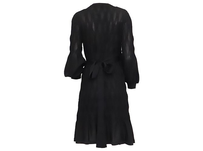 Diane Von Furstenberg Brenna Strick-Mini-Wickelkleid aus schwarzem Polyester - Ansicht 4