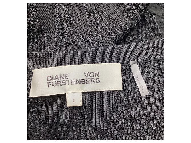 Diane Von Furstenberg Brenna Strick-Mini-Wickelkleid aus schwarzem Polyester - Ansicht 5