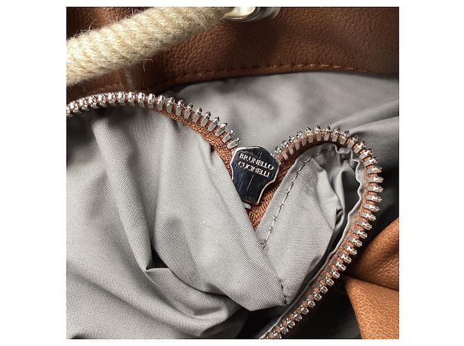Brunello Cucinelli Drawstring Backpack in Beige Canvas - view 10