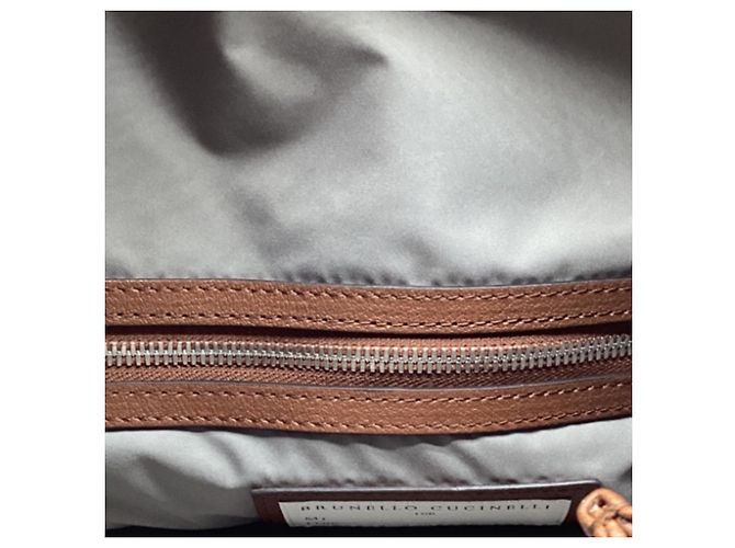 Brunello Cucinelli Drawstring Backpack in Beige Canvas - view 13
