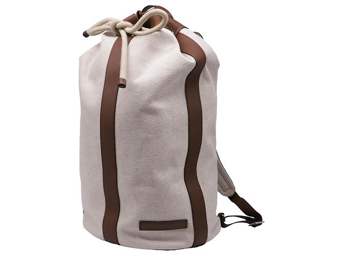 Brunello Cucinelli Drawstring Backpack in Beige Canvas - view 2