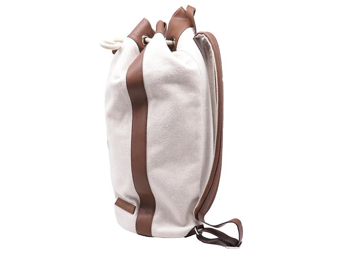 Brunello Cucinelli Drawstring Backpack in Beige Canvas - view 8