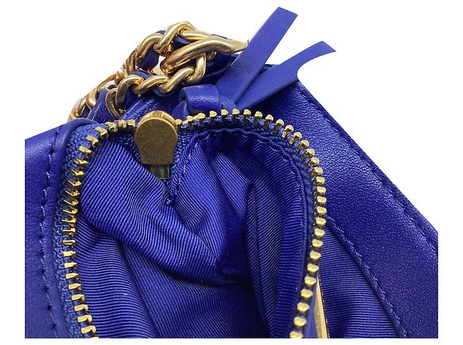 Borsa a tracolla Tory Burch Fleming Printed Box in pelle blu - vista 10