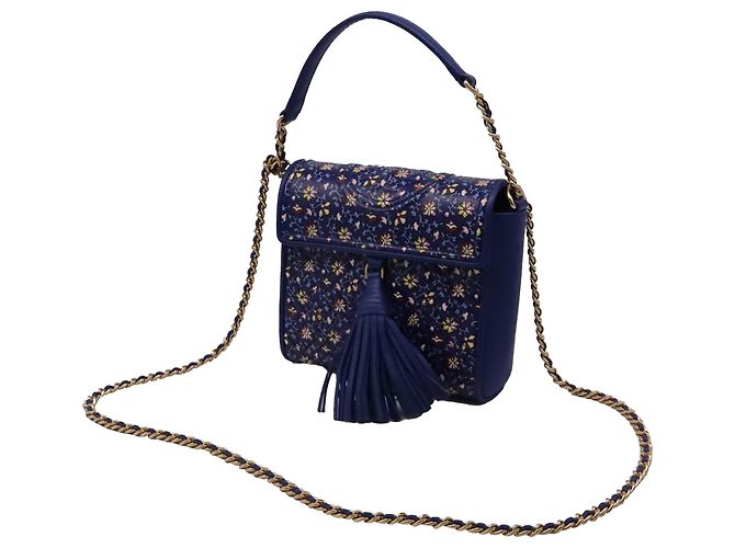 Borsa a tracolla Tory Burch Fleming Printed Box in pelle blu - vista 2