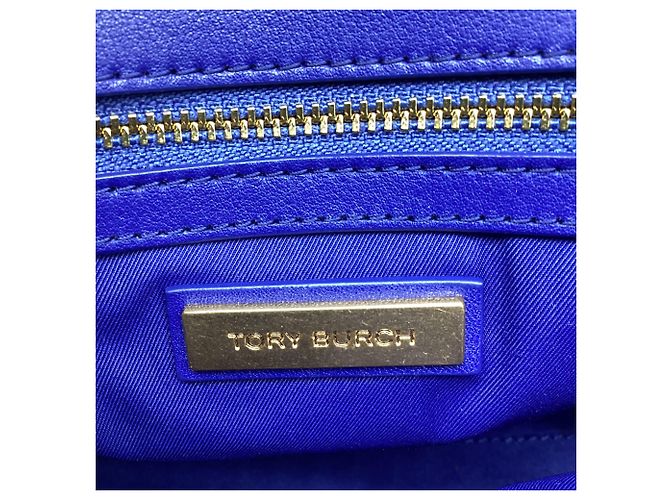 Borsa a tracolla Tory Burch Fleming Printed Box in pelle blu - vista 7