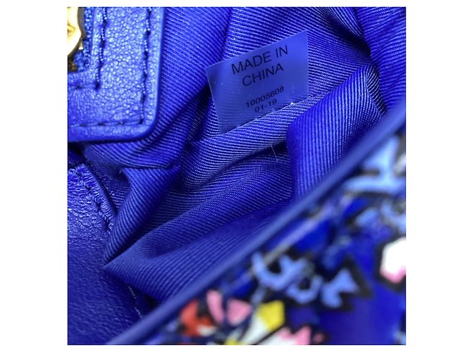 Borsa a tracolla Tory Burch Fleming Printed Box in pelle blu - vista 8
