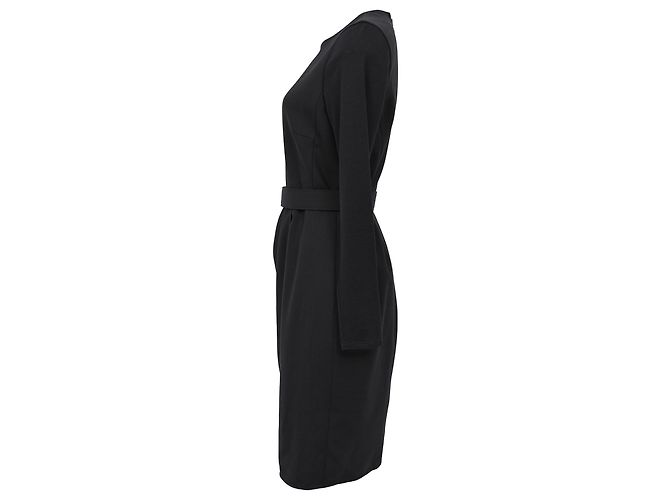 Max Mara Midi-Etuikleid mit langen Ärmeln aus schwarzer Wolle - Ansicht 2