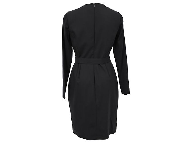 Max Mara Midi-Etuikleid mit langen Ärmeln aus schwarzer Wolle - Ansicht 3