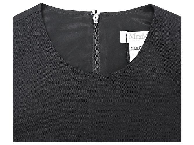 Max Mara Midi-Etuikleid mit langen Ärmeln aus schwarzer Wolle - Ansicht 4