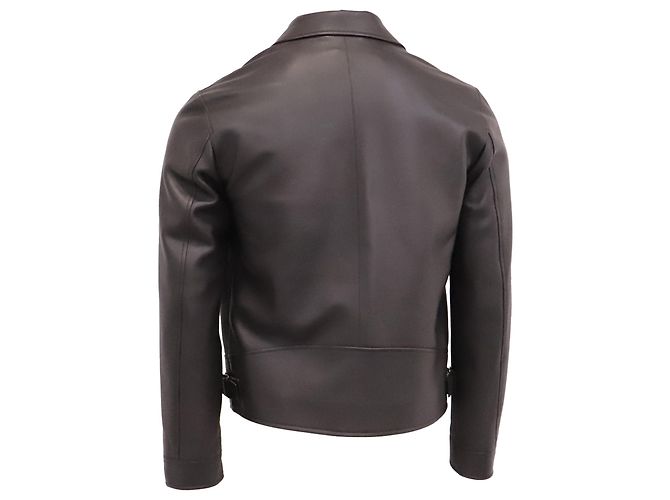 Loro Piana Gail Zip-Up Jacket in Dark Brown Calf Leather Red - view 4