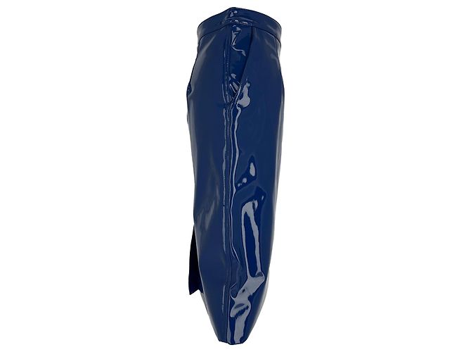 Marc by Marc Jacobs Midi-Bleistiftrock aus blauem Polyurethan - Ansicht 2
