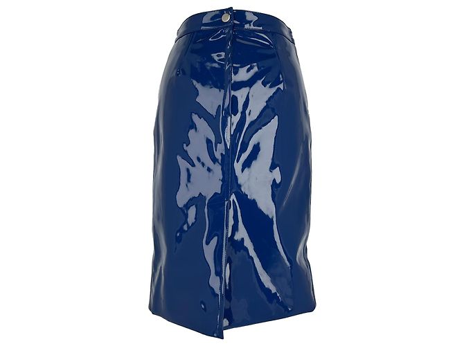 Marc by Marc Jacobs Midi-Bleistiftrock aus blauem Polyurethan - Ansicht 3