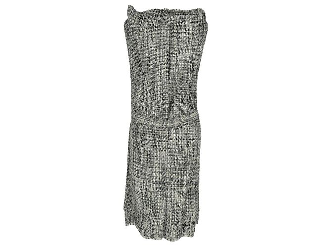Vestido mini de tweed con cintura anudada Roland Mouret en algodón gris - vista 3